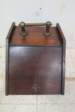 Antique English Coal Hod Or Scuttle - Wood With Metal Lined Removable Interior
