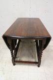 Large Antique English Oak Barley Twist Drop Leaf Gate Leg Table - Refinished