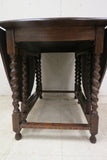 Large Antique English Oak Barley Twist Drop Leaf Gate Leg Table - Refinished
