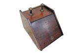 Antique English Coal Hod Or Scuttle - Wood With Metal Lined Removable Interior