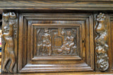 Vintage French Bruegel Style Carved China Cabinet