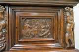 Vintage French Bruegel Style Carved China Cabinet