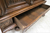 Vintage French Bruegel Style Carved China Cabinet