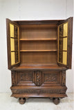 Vintage French Bruegel Style Carved China Cabinet