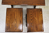 Vintage English Oak Coffee Table With Nesting Side Tables