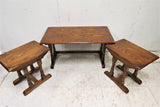 Vintage English Oak Coffee Table With Nesting Side Tables