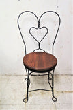 Vintage Twisted Metal and Oak Ice Cream Parlor Table and 4 Chairs