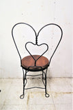Vintage Twisted Metal and Oak Ice Cream Parlor Table and 4 Chairs