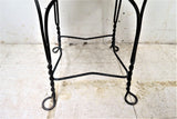 Vintage Twisted Metal and Oak Ice Cream Parlor Table and 4 Chairs