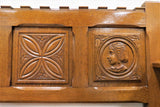Antique Carved Dutch Hall Bench or Monks Bench With Under Seat Storage