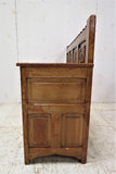 Antique Carved Dutch Hall Bench or Monks Bench With Under Seat Storage
