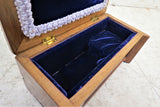 Vintage English Mahogany Wood Jewelry Casket Or Jewelry Box