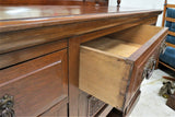 Antique English Edwardian Satin Walnut Buffet With Beveled Mirrors