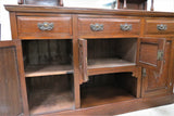 Antique English Edwardian Satin Walnut Buffet With Beveled Mirrors