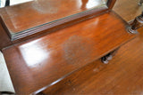 Antique English Edwardian Satin Walnut Buffet With Beveled Mirrors