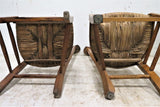 2 Antique French Prayer Chairs With Woven Rush Seats