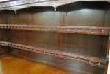 Antique Gothic Influenced Dark Oak Welch Cupboard With Plate Rack Topper