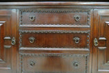 Antique Gothic Influenced Dark Oak Welch Cupboard With Plate Rack Topper