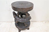 Antique French Intricately Carved Heavy Oak Plant Stand