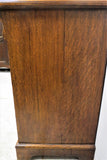 Antique English Tiger Oak Relief Carved Server, Buffet or Sideboard With Radial Front