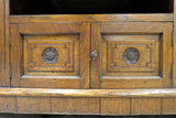Antique English Tiger Oak Relief Carved Server, Buffet or Sideboard With Radial Front