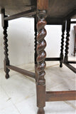 Antique English Oak Barley Twist Drop Leaf Gate Leg Oval Dining Table