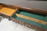 Antique English Art Deco Heavily Carved Tiger Oak Sideboard or Buffet