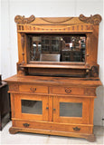 Antique Buffet, Server or Sideboard With Mirrored Topper