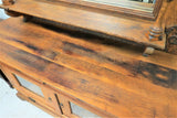 Antique Buffet, Server or Sideboard With Mirrored Topper