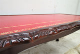 Vintage English Mahogany Coffee Table With Red Leather Gold Embossed Top
