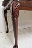 Vintage English Mahogany Coffee Table With Red Leather Gold Embossed Top