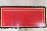 Vintage English Mahogany Coffee Table With Red Leather Gold Embossed Top