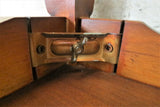 Vintage English Mahogany Coffee Table With Red Leather Gold Embossed Top
