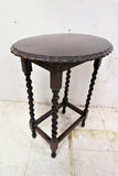 Antique English Barley Twist Scalloped Edge Oval Side Table