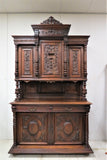 Amazing Antique English Cartouche Carved Medallion Front Hunt Cabinet Circa 1870