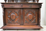 Amazing Antique English Cartouche Carved Medallion Front Hunt Cabinet Circa 1870