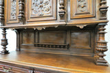 Amazing Antique English Cartouche Carved Medallion Front Hunt Cabinet Circa 1870