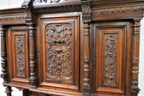 Amazing Antique English Cartouche Carved Medallion Front Hunt Cabinet Circa 1870