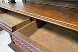Amazing Antique English Cartouche Carved Medallion Front Hunt Cabinet Circa 1870