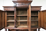 Amazing Antique English Cartouche Carved Medallion Front Hunt Cabinet Circa 1870