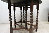 Antique English Oak Barley Twist Gate Leg Drop Leaf Table