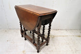Antique English Oak Barley Twist Gate Leg Drop Leaf Table