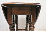 Antique English Oak Barley Twist Gate Leg Drop Leaf Table