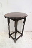 Antique English Oak Barley Twist Scalloped Edge Accent Table