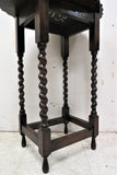 Antique English Oak Barley Twist Scalloped Edge Accent Table