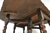 Antique English Oak Barley Twist Scalloped Edge Gate Leg Drop Leaf Table