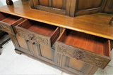 Antique English Catedral Carved Dark Oak Court Cupboard