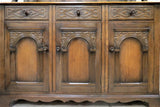 Antique English Catedral Carved Dark Oak Court Cupboard