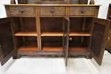 Antique English Catedral Carved Dark Oak Court Cupboard
