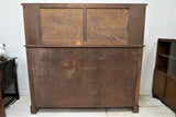 Antique English Catedral Carved Dark Oak Court Cupboard